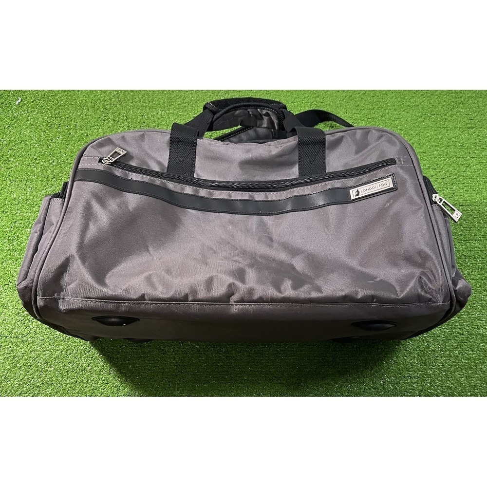 LONDON‎ FOG Duffel Bag Canvas Travel Carry-On Gym Tote Luggage Pinstripe
